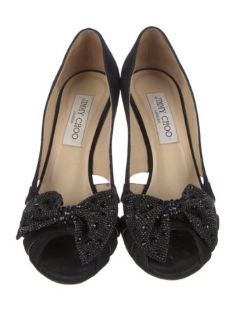 Jimmy Choo Glitter Bow Accents Sandals