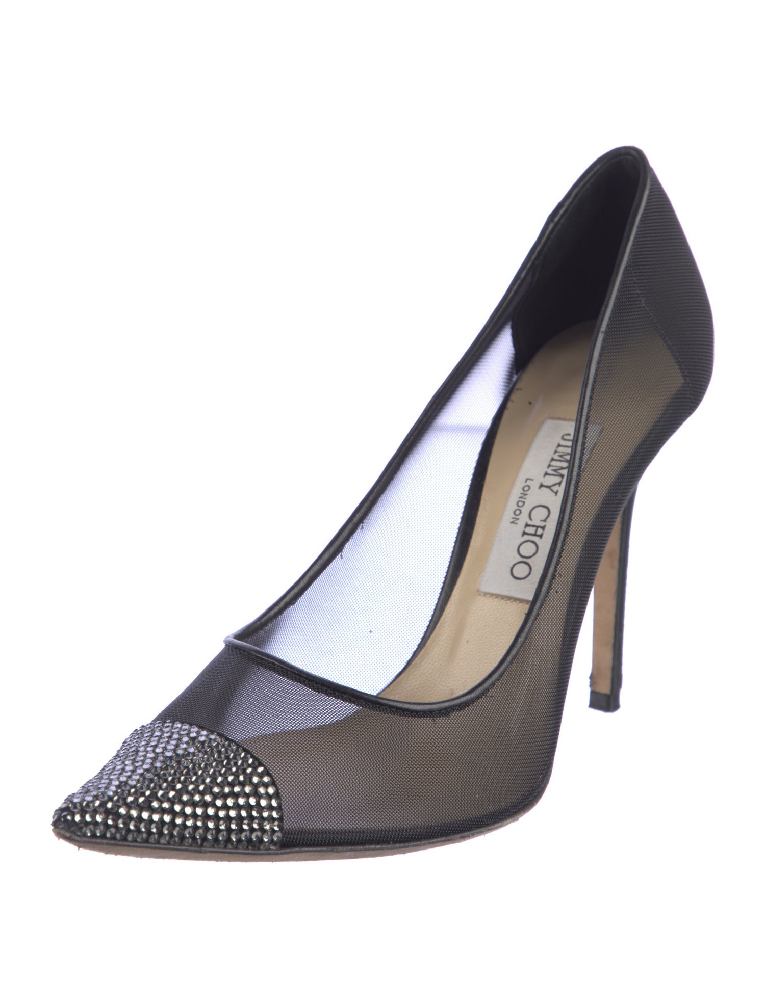 Jimmy Choo Mesh Crystal Embellishments Pumps