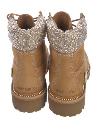 Jimmy Choo x Timberland Leather Crystal Embellishments Hiking Boots