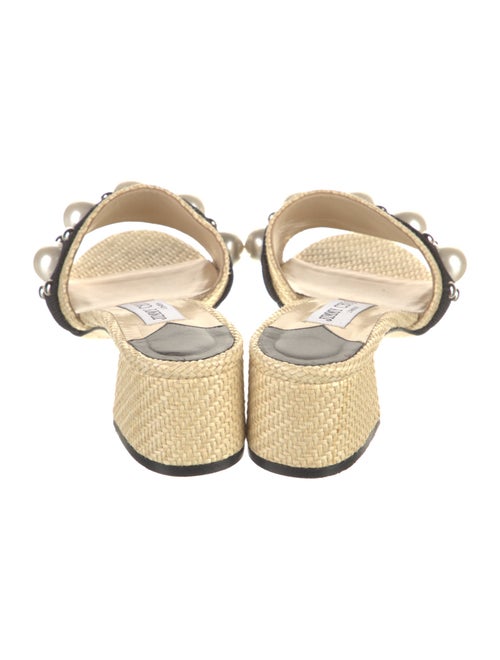 Jimmy Choo Faux Pearl Accents Straw Slides