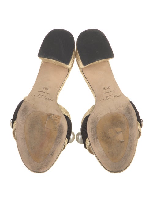 Jimmy Choo Faux Pearl Accents Straw Slides