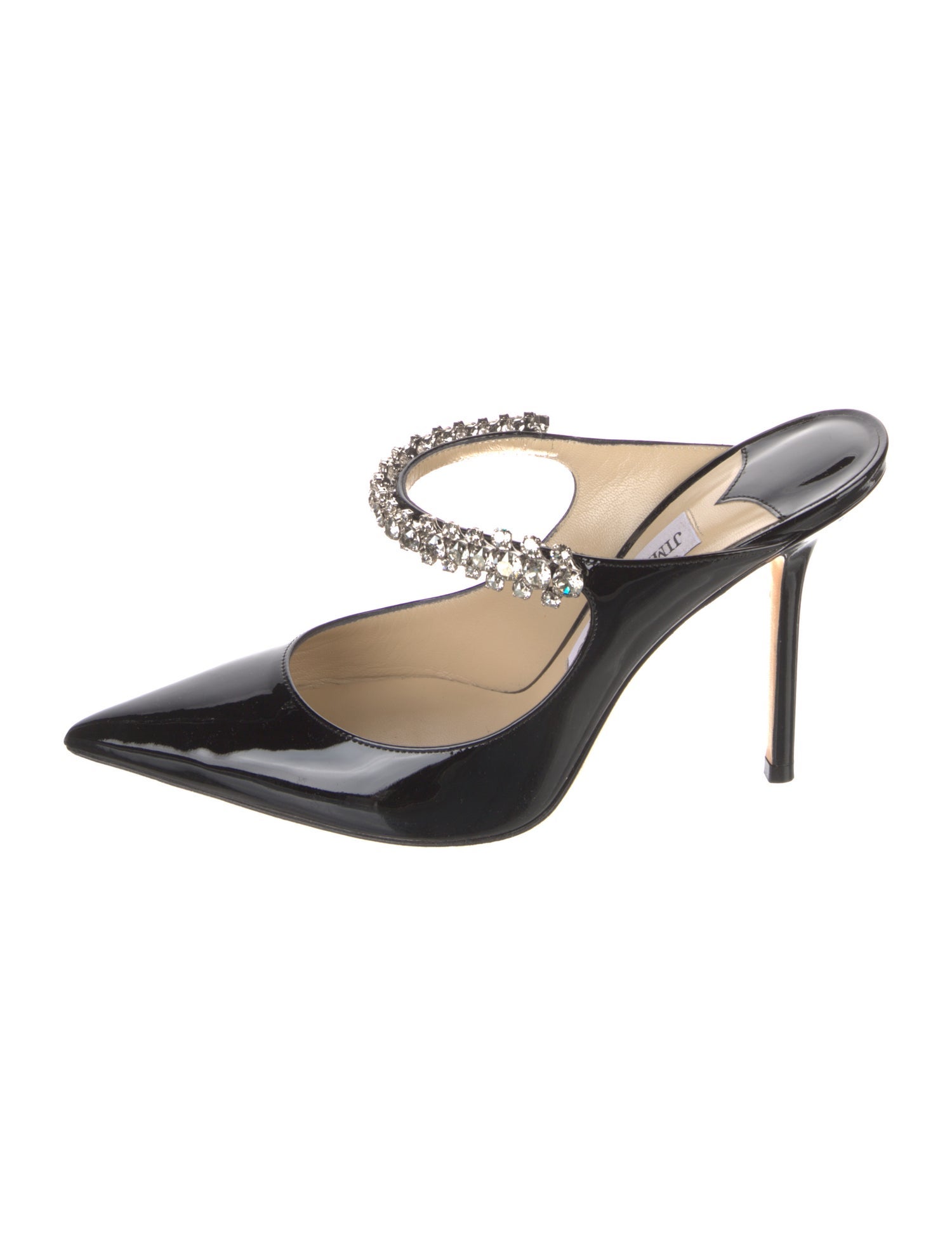 Jimmy Choo Patent Leather Crystal Embellishments Mules