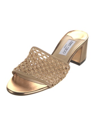 Jimmy Choo Leather Trim Embellishment Slides