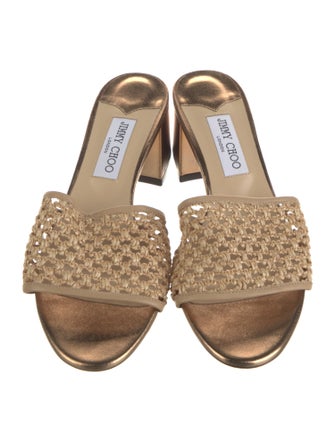 Jimmy Choo Leather Trim Embellishment Slides