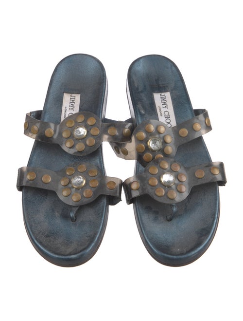 Jimmy Choo Leather Studded Accents Slides