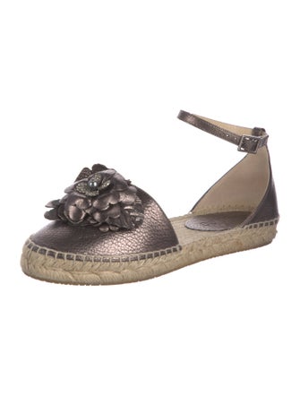 Jimmy Choo Leather Crystal Embellishments Espadrilles