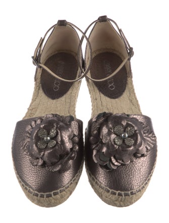 Jimmy Choo Leather Crystal Embellishments Espadrilles