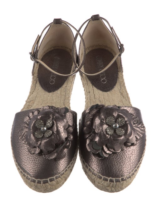 Jimmy Choo Leather Crystal Embellishments Espadrilles