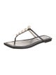 Jimmy Choo Faux Pearl Accents Leather Flip Flops