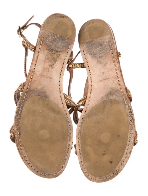 Jimmy Choo Leather Chain-Link Accents Slingback Sandals