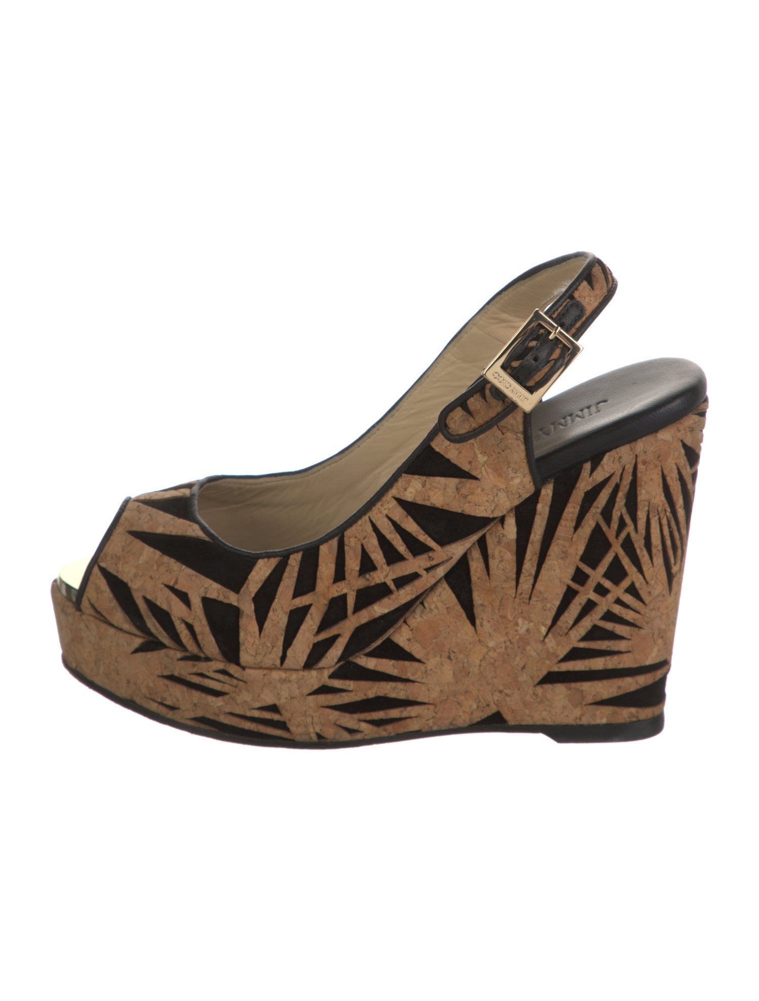 Jimmy Choo Printed Leather Trim Embellishment Slingback Pumps