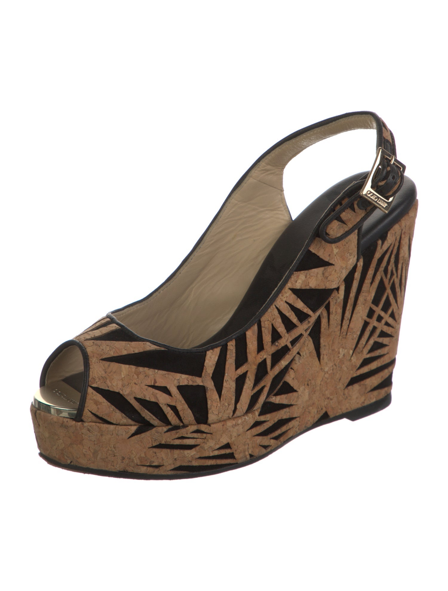 Jimmy Choo Printed Leather Trim Embellishment Slingback Pumps