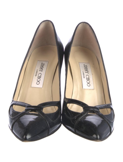 Jimmy Choo Patent Leather Cutout Accent Pumps