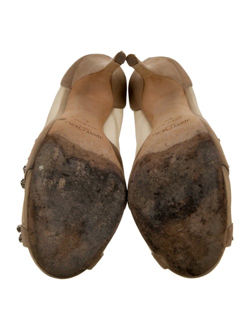 Jimmy Choo Suede Mesh Accents T-Strap Pumps