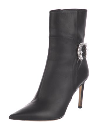 Jimmy Choo Leather Crystal Embellishments Boots