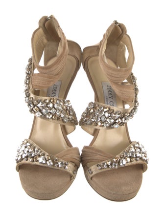 Jimmy Choo Suede Crystal Embellishments Sandals