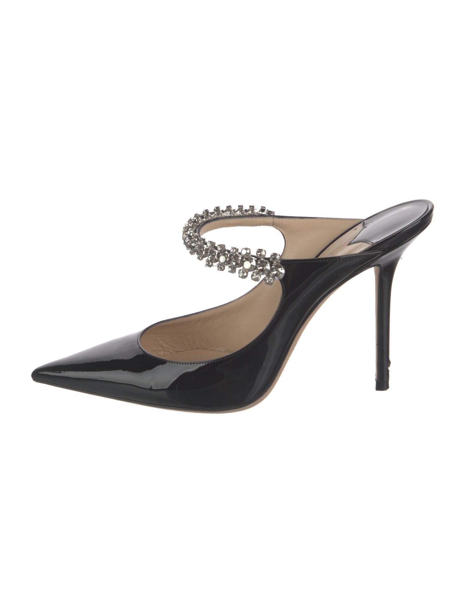 Jimmy Choo Patent Leather Crystal Embellishments Mules