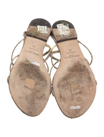 Jimmy Choo Elaphe Dory Embossed Leather Gladiator Sandals