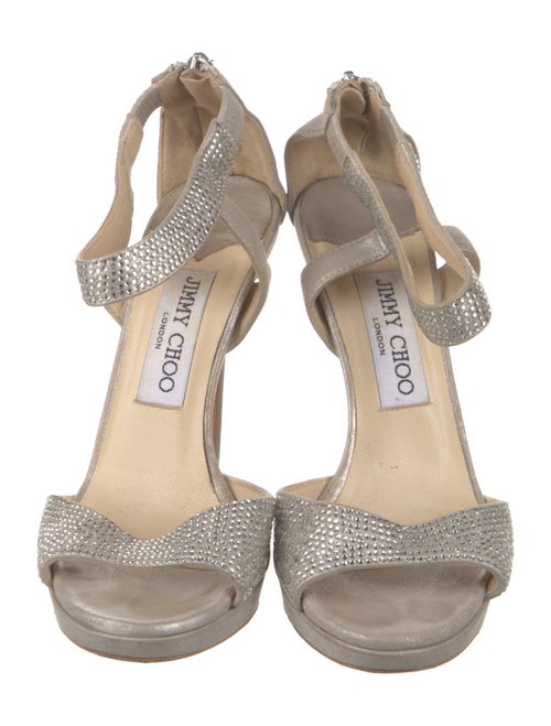 Jimmy Choo Leather Crystal Embellishments Sandals