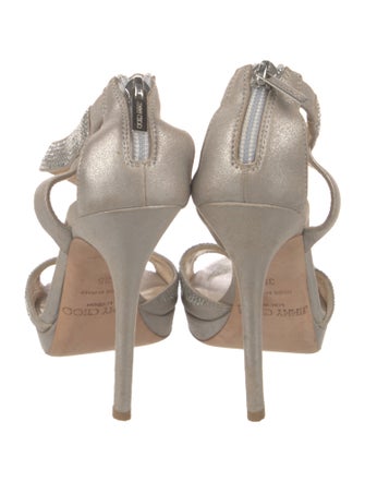 Jimmy Choo Leather Crystal Embellishments Sandals