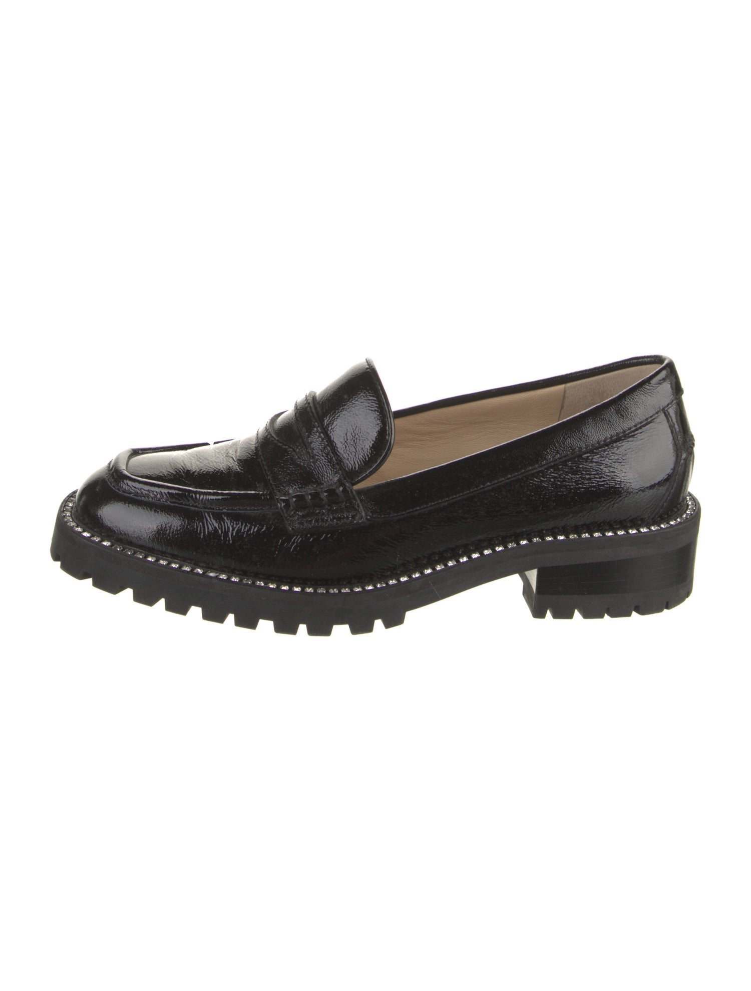 Jimmy Choo Patent Leather Crystal Embellishments Loafers