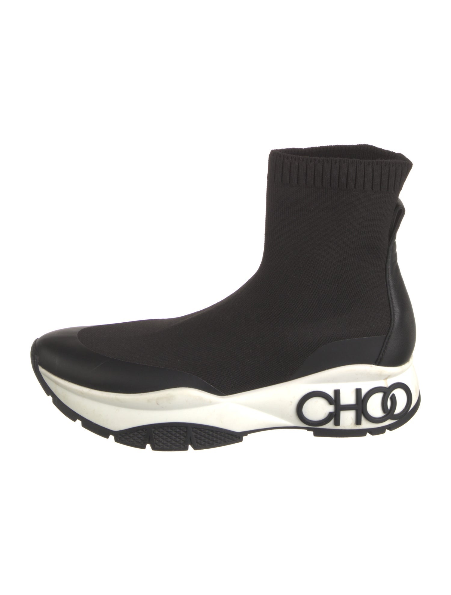 Jimmy Choo Leather Trim Embellishment Sock Sneakers