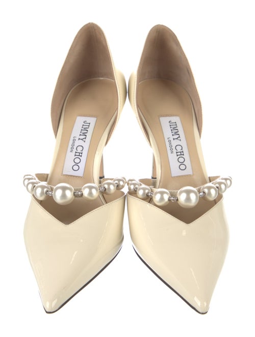 Jimmy Choo Faux Pearl Accents Patent Leather D'Orsay Pumps