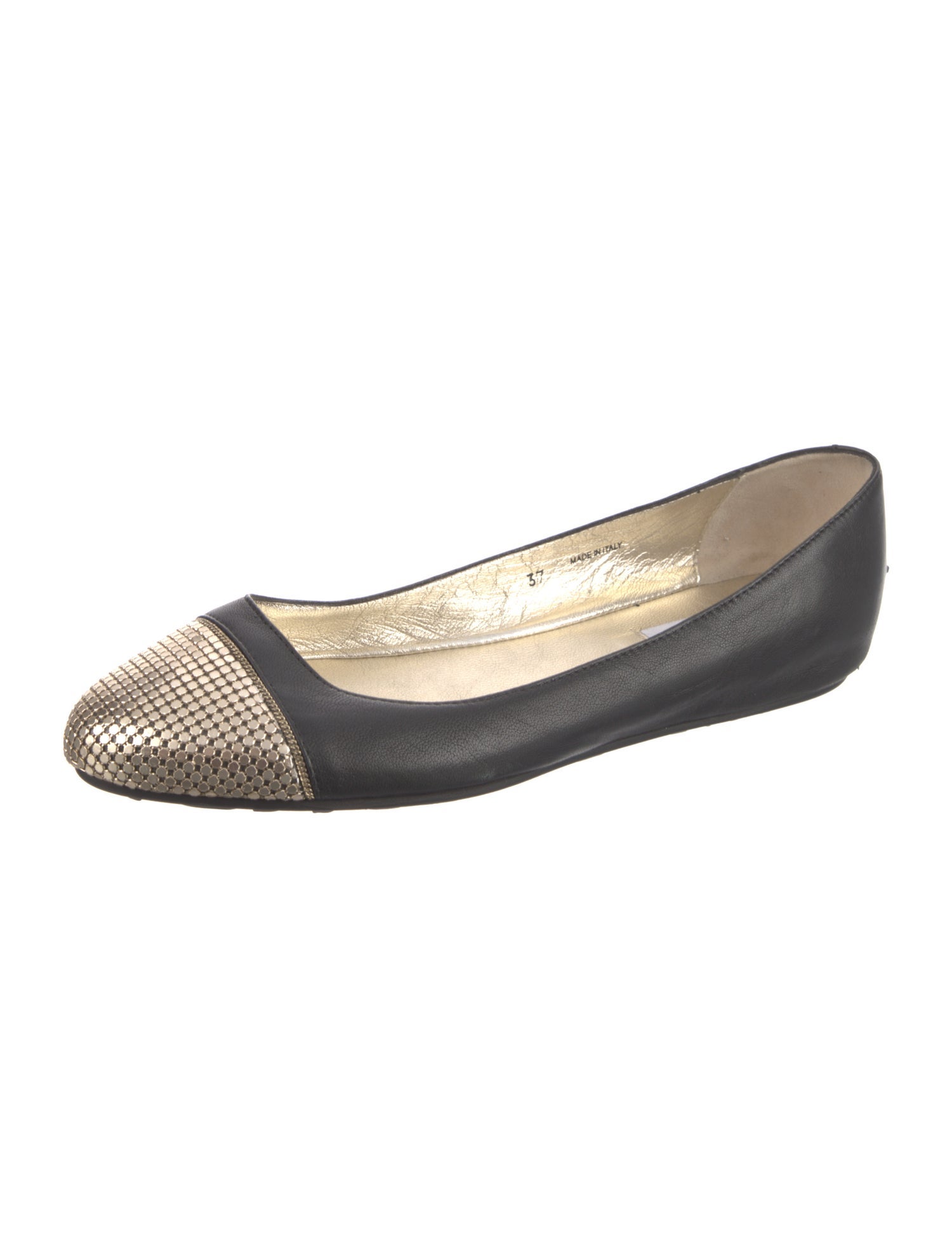 Jimmy Choo Leather Studded Accents Ballet Flats
