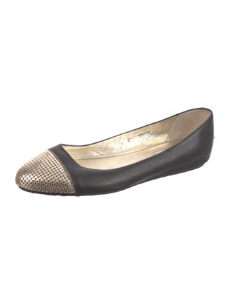 Jimmy Choo Leather Studded Accents Ballet Flats