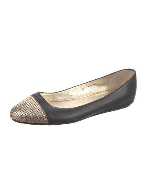 Jimmy Choo Leather Studded Accents Ballet Flats