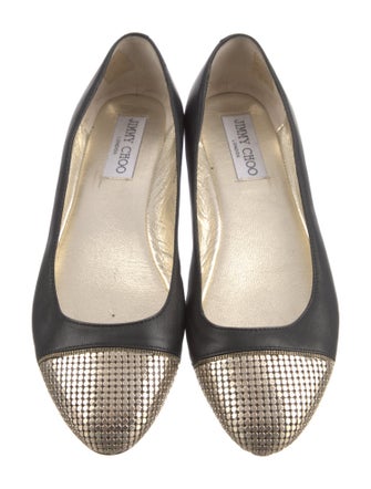 Jimmy Choo Leather Studded Accents Ballet Flats