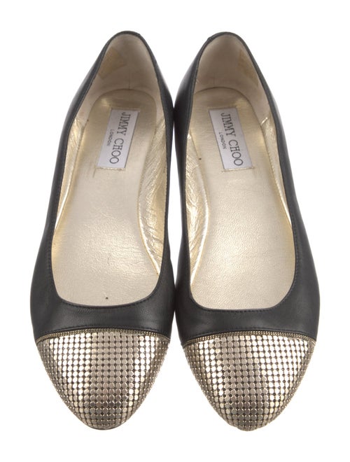 Jimmy Choo Leather Studded Accents Ballet Flats