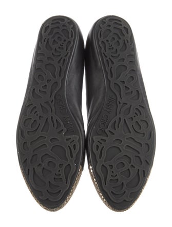 Jimmy Choo Leather Studded Accents Ballet Flats
