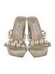 Jimmy Choo Faux Pearl Accents Satin Slides