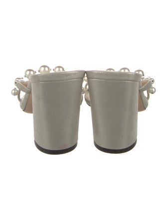 Jimmy Choo Faux Pearl Accents Satin Slides