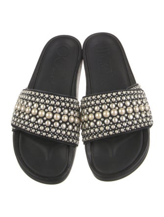 Jimmy Choo Leather Studded Accents Slides