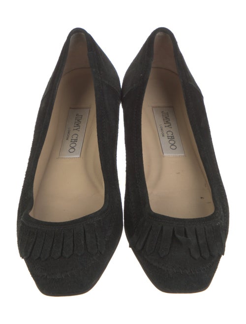 Jimmy Choo Suede Fringe Trim Accent Ballet Flats