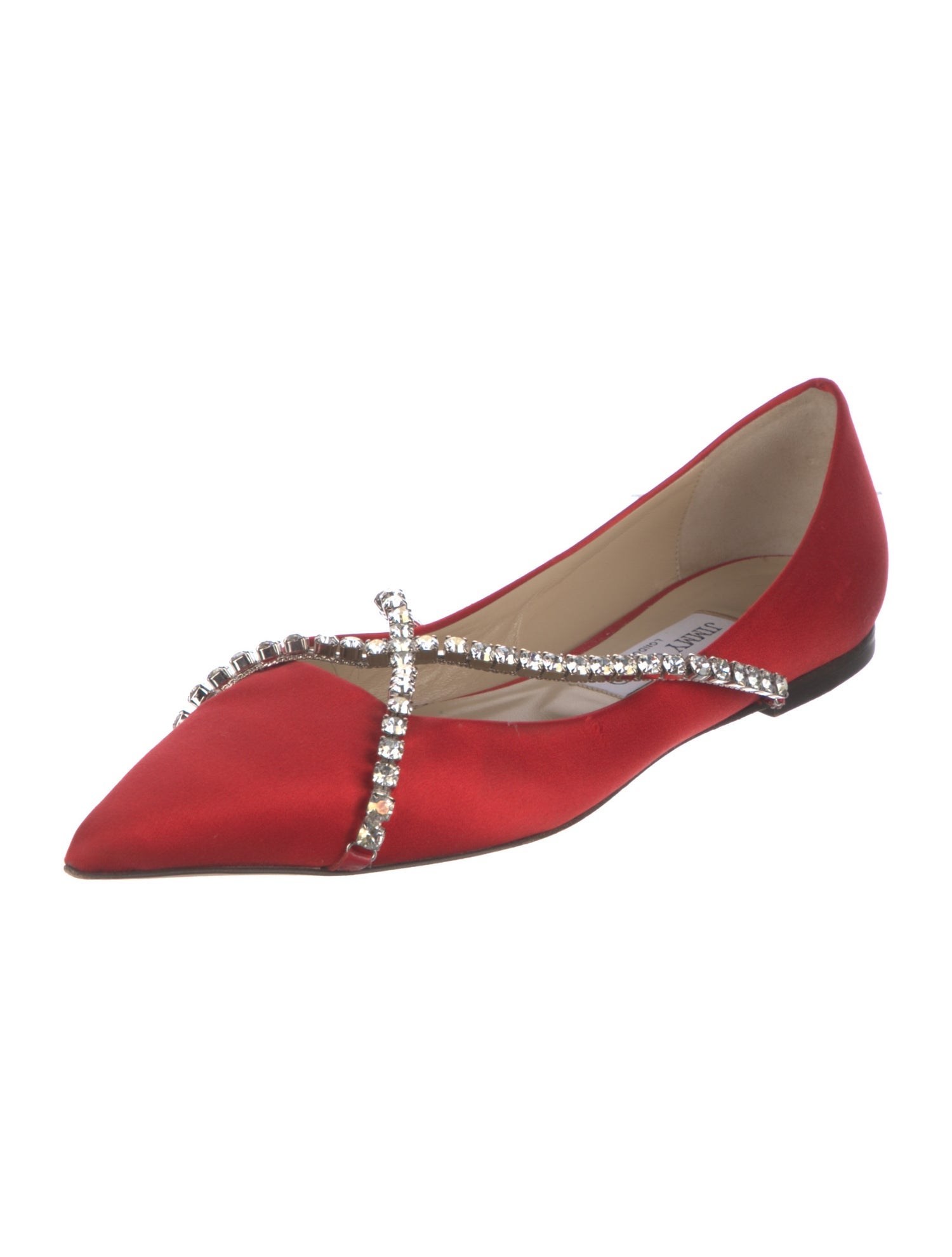 Jimmy Choo Satin Crystal Embellishments Ballet Flats