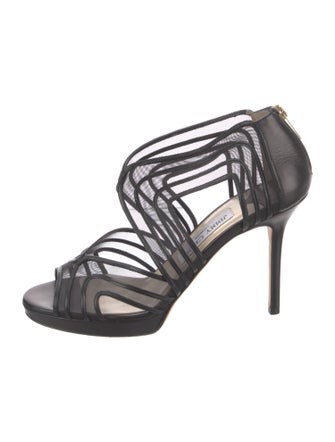 Jimmy Choo Leather Mesh Accents Pumps