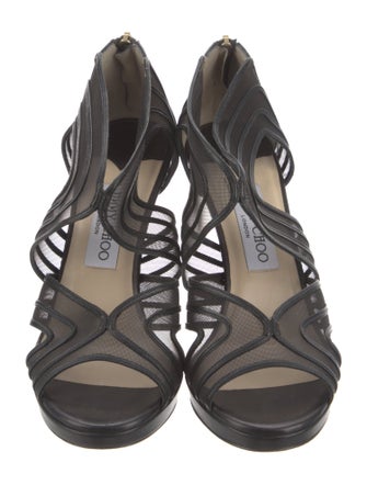 Jimmy Choo Leather Mesh Accents Pumps