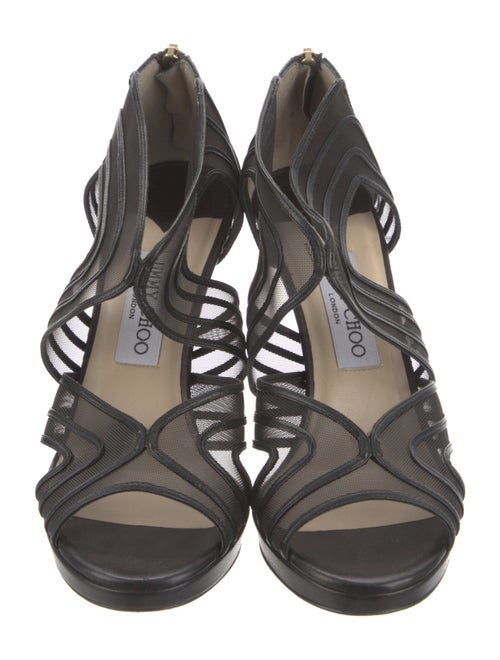 Jimmy Choo Leather Mesh Accents Pumps