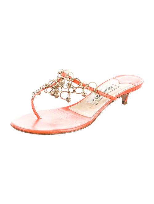 Jimmy Choo Leather Chain-Link Accents Slides