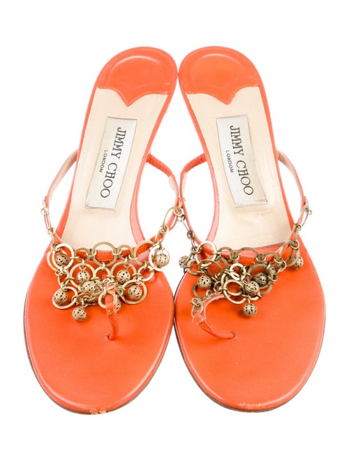 Jimmy Choo Leather Chain-Link Accents Slides