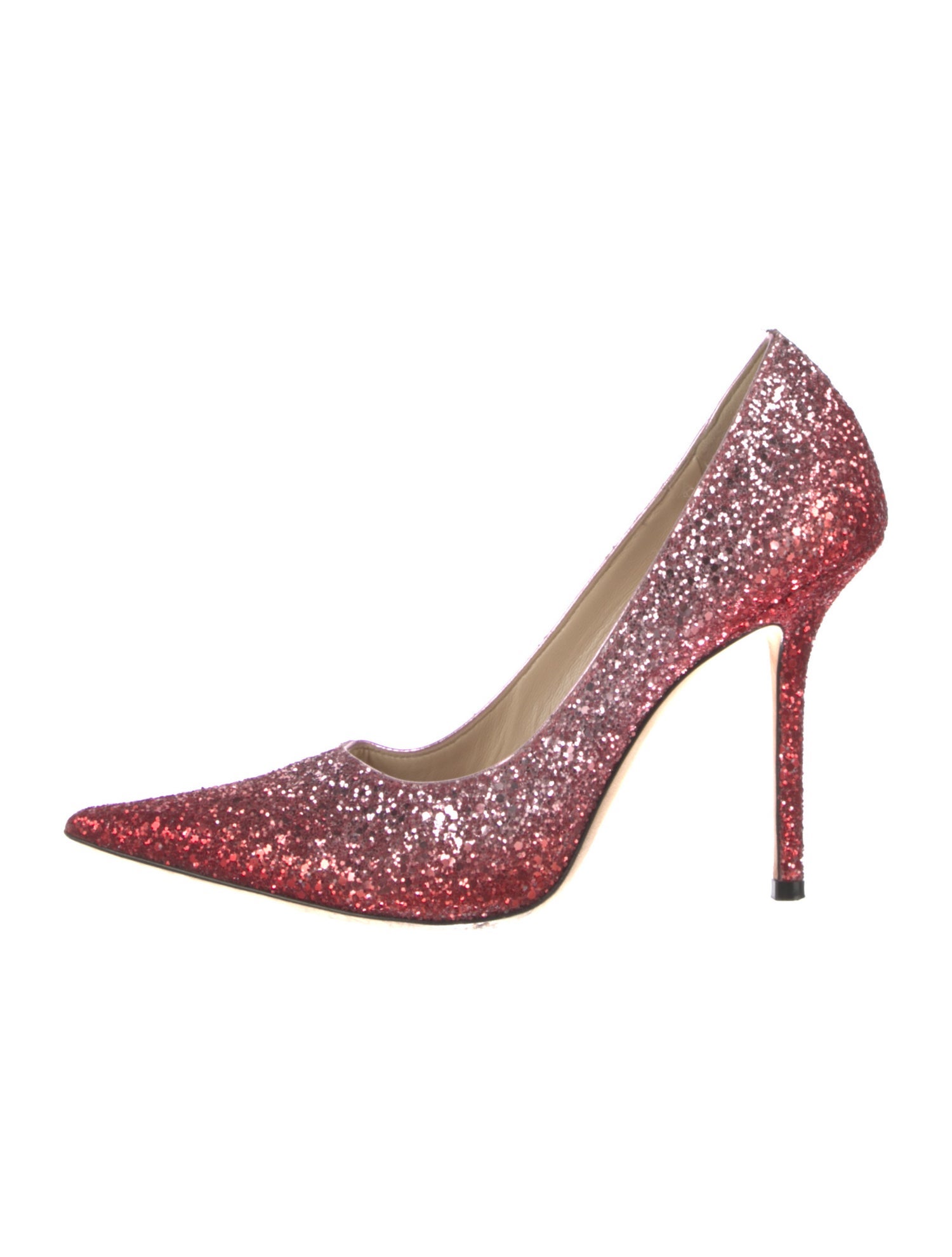 Jimmy Choo Glitter Leather Trim Embellishment Pumps