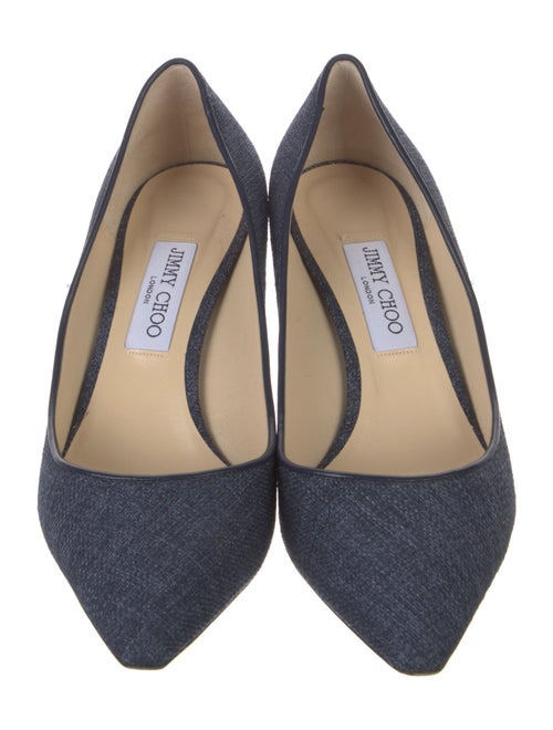 Jimmy Choo Canvas Leather Trim Embellishment Pumps