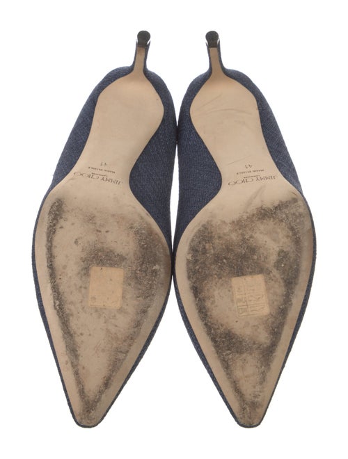 Jimmy Choo Canvas Leather Trim Embellishment Pumps