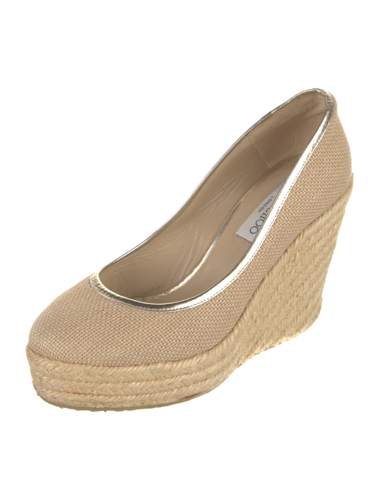 Jimmy Choo Canvas Leather Trim Embellishment Pumps