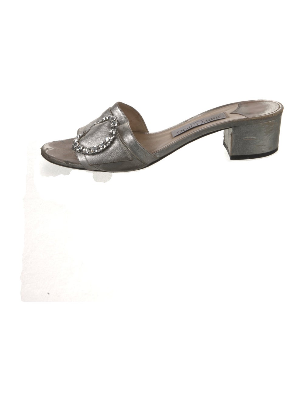 Jimmy Choo Leather Slides Metallic & Silver - image 1