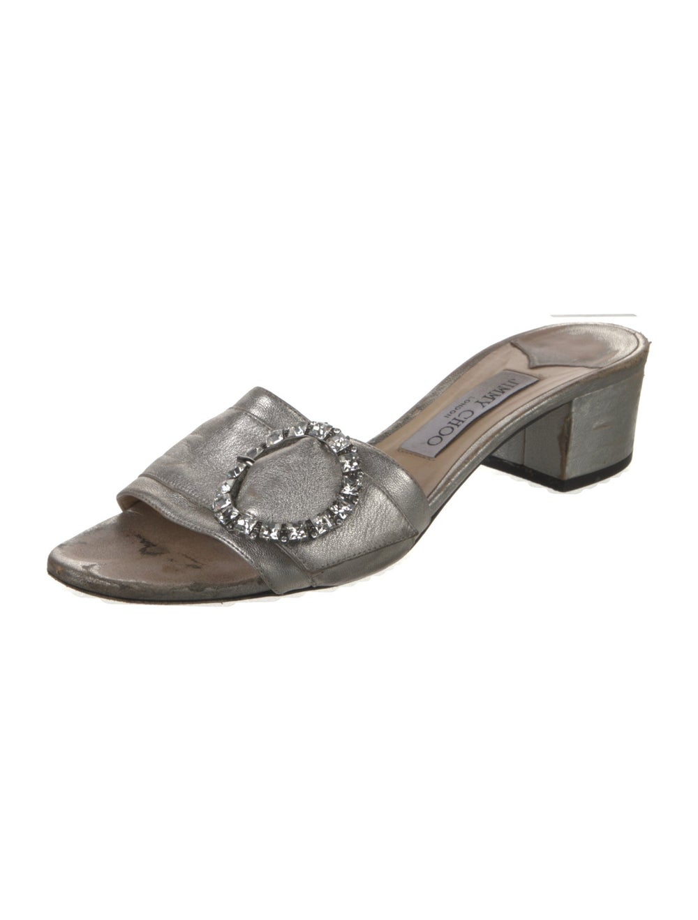 Jimmy Choo Leather Slides Metallic & Silver - image 2