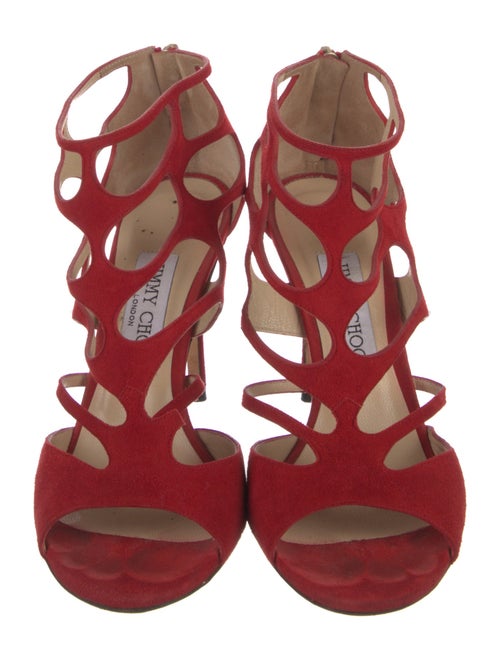 Jimmy Choo Suede Cutout Accent Gladiator Sandals